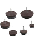 Chair Leg Floor Protectors Set Of 50 Pieces Nail On Slider Glides Pads shown in varying sizes to protect floors.
