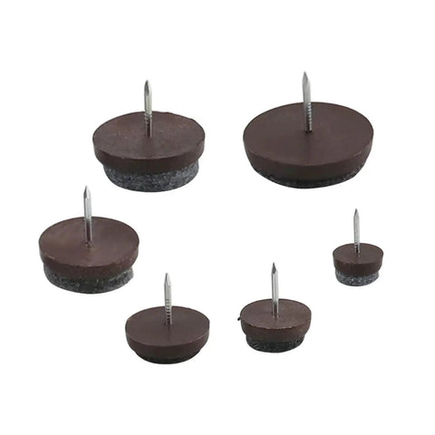 Chair Leg Floor Protectors Set Of 50 Pieces Nail On Slider Glides Pads shown in varying sizes to protect floors.
