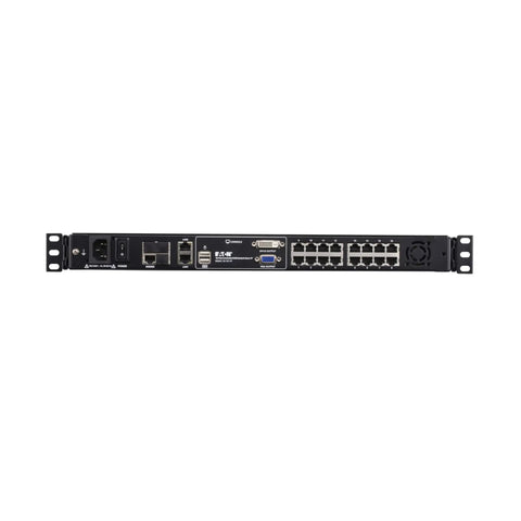 Slick 16 Port Rack Mount Kvm Over Ip Switch With Built In Lcd Screen And Cat5 Virtual Media For Plug And Play Server Management And No Sweat Remote Access, rear view.