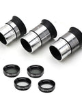 Comprehensive One Point Twenty Five Inch Telescope Eyepiece Set With 4mm 10mm And 20mm Lenses Five X Barlow Lens Moon Filters And Polarizing Filters