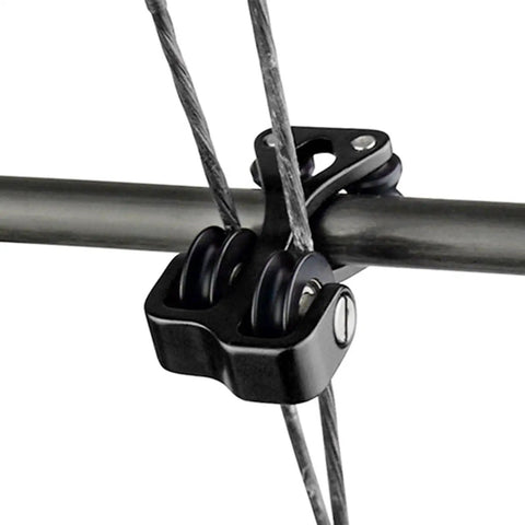 Ultra Low Friction Compound Bow Cable Slide Roller For Smooth Bowstring Action, Game Changing Bow String Splitter, Arrow Pulley, Reduces Firing Noise, Protects Strings, Boosts Speed And Accuracy, Fits Bows With Under 10mm Cable Bar, Black close-up on bow cable bar
