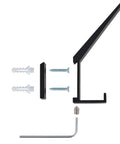 Components of Heavy Duty Aluminum Wall Mounted Coat Hooks And Towel Holder Built To Last Double Robe Hanger 2 Pack Black Anodized Finish