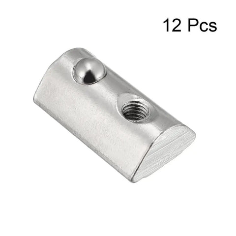Roll-In Spring M4 T Nut for 4040 Aluminum Extrusion, Ball-Driven Elastic T-Slot Nut for 8mm Groove Depth, Pack of 12