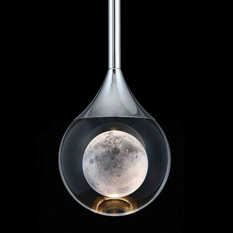 Lit Globe Crystal Pendant Light With 5W LED Dimmable Stepless Brightness Modern Hanging Fixture For Kitchen Island D1030-1