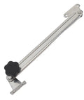 Adjustable Stainless Steel Boat Hatch Stay 8 To 14 Inch Durable Heavy Duty Gear Built To Last For Yacht Porthole Window Ice Box Lid Bait Well Skylight And More, side view showing adjustment mechanism