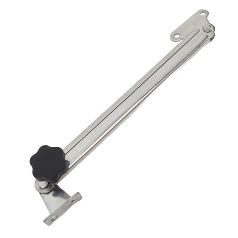 Adjustable Stainless Steel Boat Hatch Stay 8 To 14 Inch Durable Heavy Duty Gear Built To Last For Yacht Porthole Window Ice Box Lid Bait Well Skylight And More, side view showing adjustment mechanism