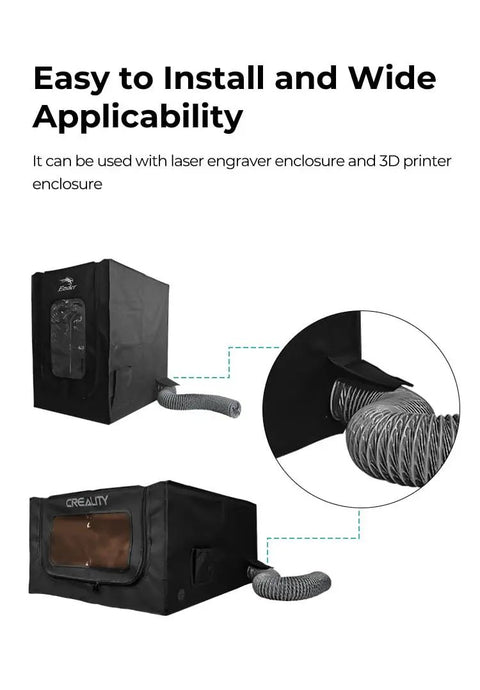 Upgraded Fume Extraction Kit For Ender Plus 3D Printer Enclosure With Exhaust Fan Interface visible from side view