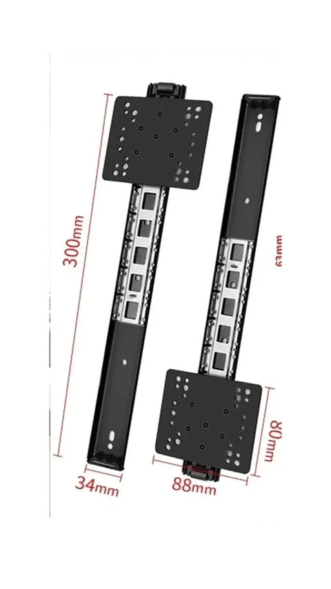 Hidden Pocket Door Hardware Slides With Soft Close, slick electroplated steel ball drawer slides, low profile, dimensions shown