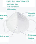 Premium KN95 Face Masks 50 Pack for Adults Five Ply Disposable with Elastic Ear Loop and Adjustable Nose Clip