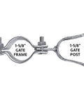 Heavy Duty Galvanized Chain Link Fork Latch With Padlock Hole Fits 1-5/8 X 2-3/8 Inch Gate And Fence Posts mounted on gate and post.