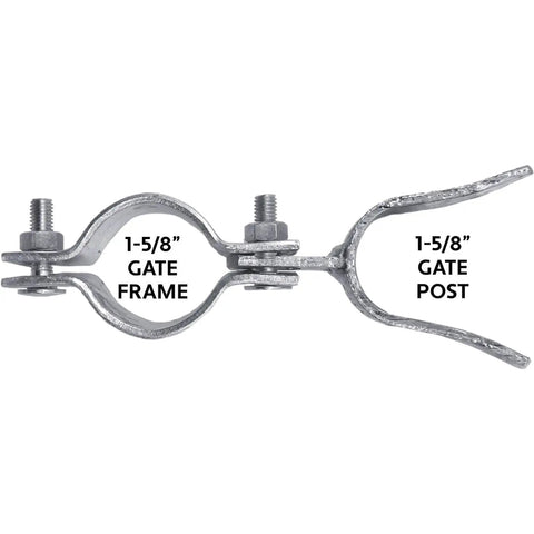 Heavy Duty Galvanized Chain Link Fork Latch With Padlock Hole Fits 1-5/8 X 2-3/8 Inch Gate And Fence Posts mounted on gate and post.