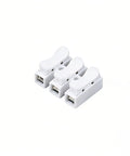 Ditch The Tapes And Tools With These Badass 100Pcs Quick Wire Connectors For Lightning Fast LED And Electrical Splice Jobs That Feel Like Magic On Any Diy Project Or Home Build Without Stressing About Screw Tighteners., 3 white plastic push-in wire connectors