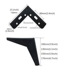 Heavy Iron Sofa Legs Set Of 4 For Couch Bed Ottoman Coffee Table And Cupboard Diamond Triangle Design With Rubber Pad Silent Non Slip Floor Protection Each Leg Supports Up To 250Kg DIY Replacement, dimensions shown