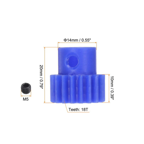 2 Pack 18T Spur Gear For RC Cars 8mm Bore Pinion Gear Mod 1 Plastic Motor Gear Replacement Parts For Gearbox Reduction