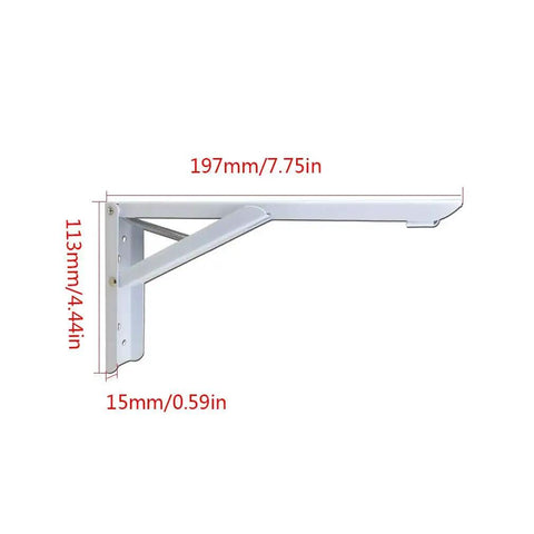 Heavy Duty White Folding Shelf Brackets For Sturdy Metal Floating Wall Units L Shaped Corner Support System dimensions 197mm x 113mm x 15mm