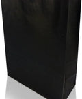 Bulk Black Kraft Carrier Bags With Reinforced Cotton Handles Recyclable Eco Friendly Gift Shopping Bags For Weekend Vibes And Errand Running Set Of Two Hundred Hella Tough Sacks That Keep It Real Green, shown from the side.
