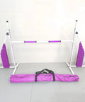 Adjustable Dog Agility Training Kit with Foldable Aluminum Obstacle Course, Height Adjustable 15cm-65cm, Pink, Carry Bag Included