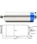 Heavy Duty Water Cooled Spindle Motor 1.5Kw Er16 Rock Solid Workhorse For Cnc Routers 110V 400Hz showing dimensions and design.