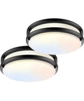 10 Inch Flush Mount LED Ceiling Light Dimmable 2200 Lumen 24W 3000K 4000K 5000K Black Two Pack Ideal For Bedroom Kitchen Hallway Bathroom Easy Install.
