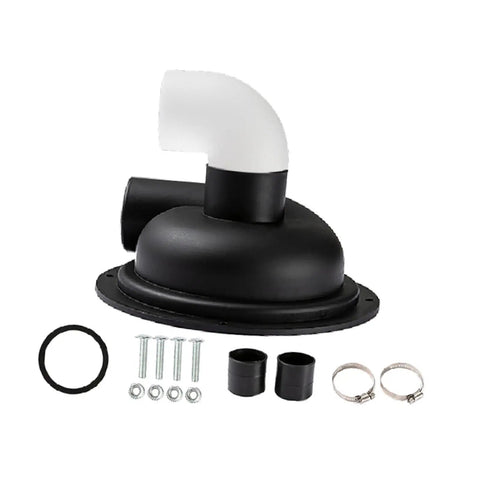 Nifty Cyclone Separator Cover Lid With Hella Efficient Dust Collection For Woodworking Tools Prevents Clogging Super Easy Install components including a black plastic lid and white elbow pipe.