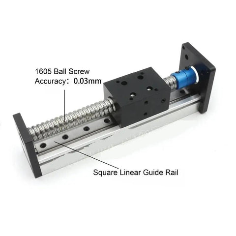 SFU1605 200mm linear guide rail with ball screw and Nema 23 motor, designed for precise 3D printer motion. Upgrade Your 3D Printer Game With This Smooth SFU1605 Linear Guide Ballscrew Motion Table At 200 Mm Paired With A Nema Stepper Motor For Precision That Slaps And Builds Like A Boss.