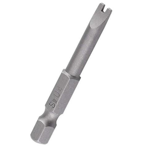 Heavy Duty 1/4 Inch Hex Shank Spanner Screwdriver Bits With Magnetic U Socket Heads U4 U5 U6 U7 U8 Slick Fit For Power Drives Built Tough showing U4 bit side view.