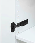 Soft Close Concealed Cabinet Hinges With Quiet Damper Buffer for kitchen cabinets, featuring black finish in installed view