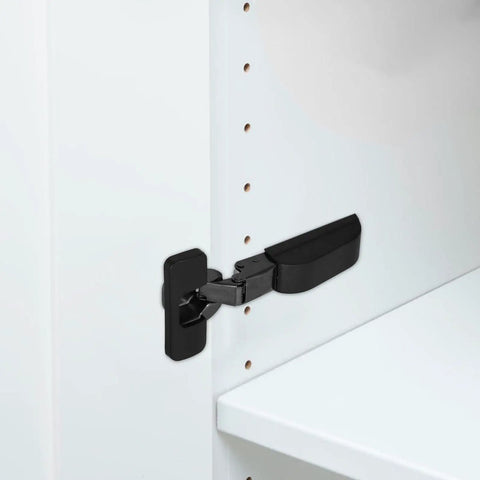 Soft Close Concealed Cabinet Hinges With Quiet Damper Buffer for kitchen cabinets, featuring black finish in installed view