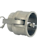 VARMHUS 2-inch Type B camlock trash-pump adapter with male pipe threads and female camlock, stainless steel 316