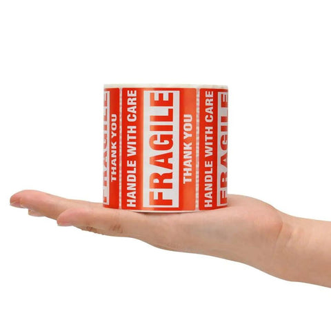 Handle With Care Fragile Shipping Labels 2 By 3 Inches Red Warning Pack Of 500 Per Roll Permanent Adhesive Easy Peel And Stick