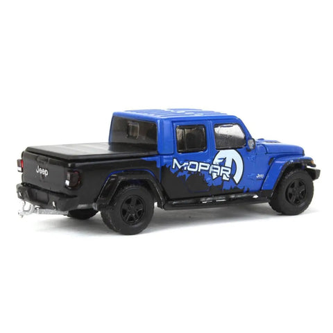 2021 Gladiator Pickup Truck Diecast Model 1 64 Scale with Tonneau Cover and Off Road Bumpers Blue and Black Blue Collar Collection
