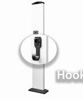 Kickass EV Charger Station Box And Cable Keeper with a hook for holding electric car cords on a solid aluminum pole.