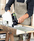 Badass Zero Fuss Plunge Saw With Aluminum Track Guide For Dial In Accuracy And Smooth Laminate Cuts 1600 Watt Motor during use.