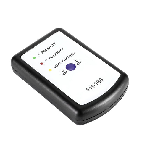 FH-168 Automotive Speaker Polarity Tester And Phase Meter For Car Audio Systems Quick Check Of Positive And Negative Wiring, The Go To Tool For Tweeters, Door Speakers, Subwoofers. Black plastic handheld tester with polarity lights