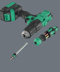 Compact Ratchet Screwdriver Set 25 RA R With Pouch, 6 Piece, green ergonomic handle, hex drive bit, fine tooth ratchet