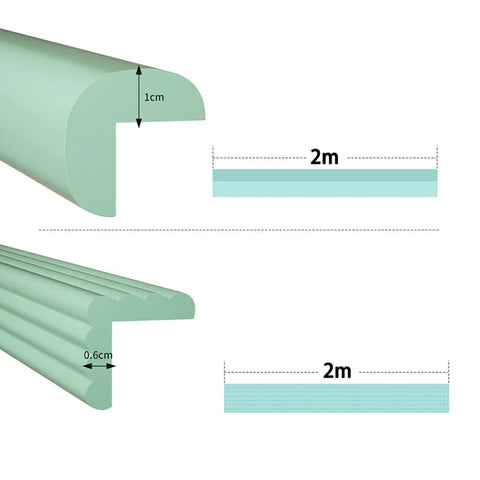 Edge Corner Protector Foam Padding For Sharp Furniture Edges, NBR material, 2m length, cross-section view showing dimensions.