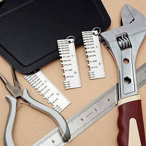 Versatile Metal Thickness Gauge For Welding And Sheet Metal, Stainless Steel One Sided Plated Size Inspection Tool on work surface with tools