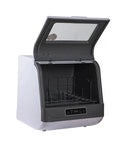 No Fuss Portable Countertop Dishwasher With Eight Liter Tank And Four Custom Wash Cycles Featuring Swift Air Dry Tech and Soft Led Buttons, open view.