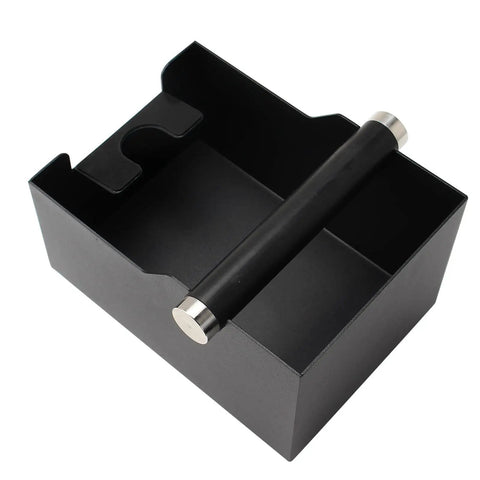 Espresso Knock Box With Tamping Station Base And Portafilter Stand, Stainless Steel Coffee Grounds Bin For 51mm Portafilters in black