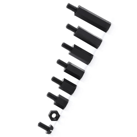 DIY Ready M2 Nylon Standoff Spacers Kit 250 Piece Assortment Hex Female Threaded Columns PA66 Insulated Non Conductive Spacers for PCB Boards and Electronics Projects, black nylon standoffs