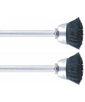 Heavy Duty Brush Set 4 Pack That Cuts Through The Hustle Boosts Motor Life For Dremel Rotary Tools Replaces Part 40402, close-up of two replacement brushes.