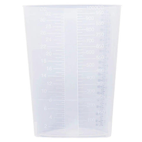 32 Oz Graduated Triangular Intake Output Containers, Plastic, 5 Pack For Precise Urine Output And Lab Measurements, Clear Beakers With Oz And CC Markings, Durable Bulk Pack, clear 32 oz plastic beaker with graduated markings