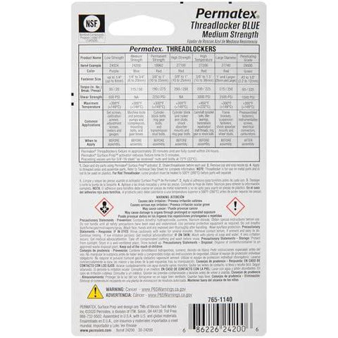 Permatex Threadlocker Blue, 6 ml, medium-strength automotive threadlocker