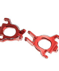 Rock Solid Heavy Duty Metal C Hub Carrier Upgrade For 110 Scale RC Vehicles No Sweat Installation And Gnarly Off Road Handling Rad Caster Blocks in red aluminum.