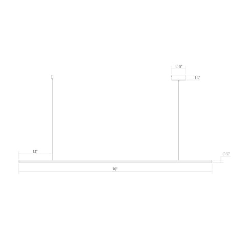 Contemporary LED Hanging Pendant Light Bar For Kitchen Island Or Dining Room With 20 Foot Adjustable Cord, 70 inch long design.