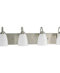 Gather Collection 4-Light Etched Glass Bath Vanity Light in Brushed Nickel Dope Traditional Style Fixture with Classic Cup Shades