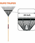 Heavy Duty Steel Leaf Rake With 24 Inch Wide Head And 54 Inch Wood Handle For Quick Yard Cleanups Leaves Grass Thatch Debris Raking Tool For Lawn Care And Garden Cleanup