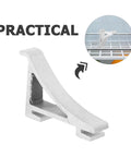 8 Pack Aluminum Shelf Clips for Fridge and Freezer, Heavy Duty Clamp Hooks and Brackets, shown on refrigerator shelf with practical label.