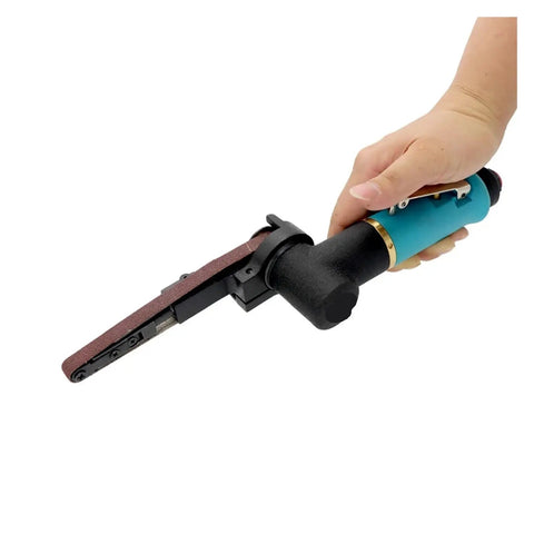 Handheld Mini Pneumatic Belt Grinder Sander Tool With Grit Belts For Polishing Metal, lightweight design, rust removal.