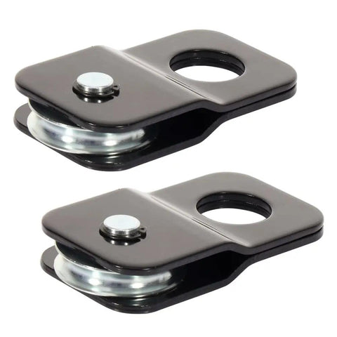 Heavy Duty High Strength Steel 8000 Lb Snatch Block Pulley For 4X4 Off Road Winch Setup, black finish with metal wheel.